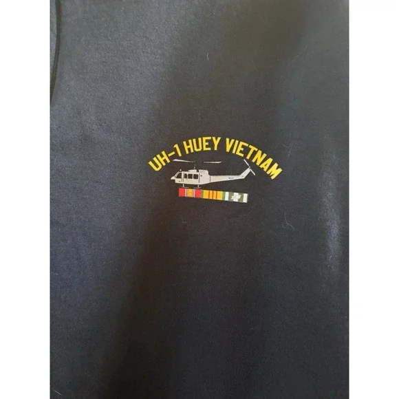 UH-1 Huey Helicopter Vietnam Size 2XL  Men's Black 1/4 Zip Jacket Cotton Blend - Picture 3 of 10